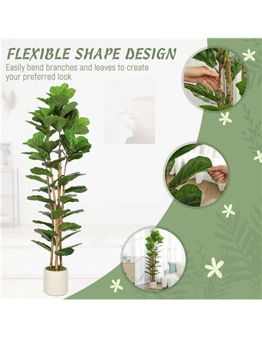 HOMCOM 180cm Artificial Fiddle Leaf Fig Tree - Green