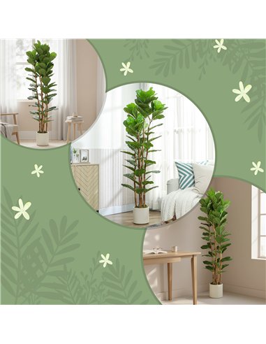 HOMCOM 180cm Artificial Fiddle Leaf Fig Tree - Green