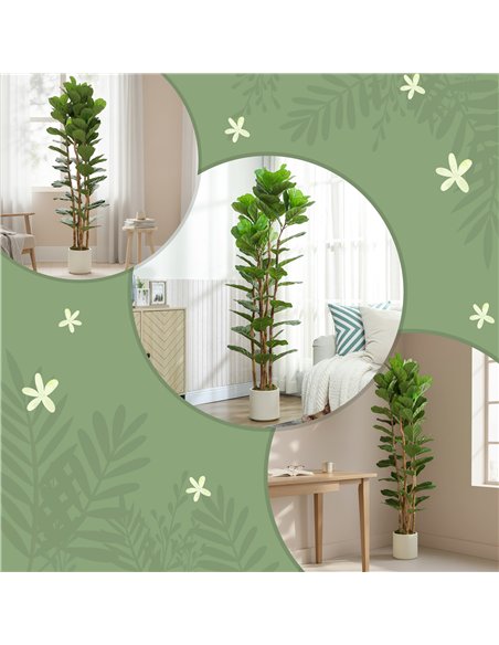 HOMCOM 180cm Artificial Fiddle Leaf Fig Tree - Green - pic 192601 | FastDaddyshop