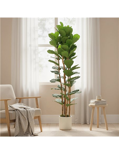 HOMCOM 180cm Artificial Fiddle Leaf Fig Tree - Green - pic 192602 | FastDaddyshop