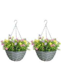 HOMCOM Set of 2 Artificial Hanging Cosmos Flowers - Multi-Colored