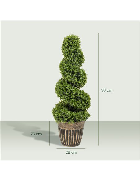 HOMCOM Set of 2 Artificial Plants, Topiary Spiral Boxwood Trees with Pot, for Home Indoor Outdoor Decor, 90cm - pic 192624 | FastDaddyshop