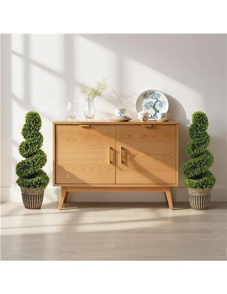 HOMCOM Set of 2 Artificial Plants, Topiary Spiral Boxwood Trees with Pot, for Home Indoor Outdoor Decor, 90cm - pic 192629 | FastDaddyshop