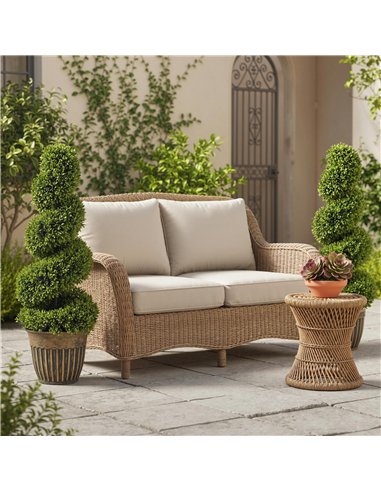 HOMCOM Set of 2 Artificial Plants, Topiary Spiral Boxwood Trees with Pot, for Home Indoor Outdoor Decor, 90cm