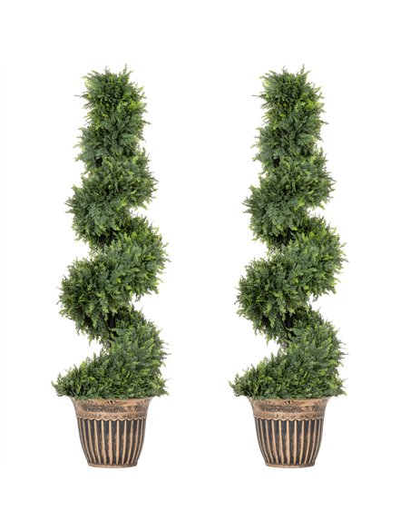 HOMCOM Set of 2 Artificial Plants, Topiary Spiral Cypressd Trees with Pot, for Home Indoor Outdoor Decor, 120cm - pic 192640 | FastDaddyshop