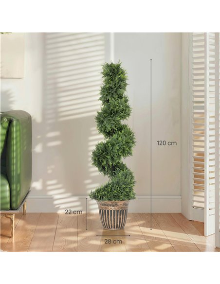 HOMCOM Set of 2 Artificial Plants, Topiary Spiral Cypressd Trees with Pot, for Home Indoor Outdoor Decor, 120cm - pic 192642 | FastDaddyshop