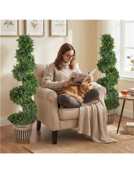 HOMCOM Set of 2 Artificial Plants, Topiary Spiral Cypressd Trees with Pot, for Home Indoor Outdoor Decor, 120cm - pic 192645 | FastDaddyshop