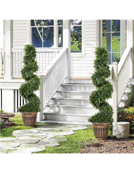HOMCOM Set of 2 Artificial Plants, Topiary Spiral Cypressd Trees with Pot, for Home Indoor Outdoor Decor, 120cm - pic 192646 | FastDaddyshop