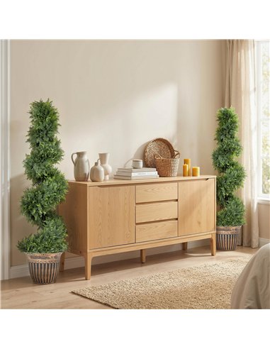 HOMCOM Set of 2 Artificial Plants, Topiary Spiral Cypressd Trees with Pot, for Home Indoor Outdoor Decor, 120cm