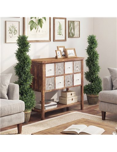 HOMCOM Set of 2 Artificial Plants, Topiary Spiral Cypressd Trees with Pot, for Home Indoor Outdoor Decor, 120cm