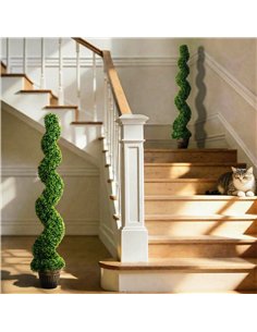 HOMCOM Set of 2 Artificial Plants, Topiary Spiral Boxwood Trees with Pot, for Home Indoor Outdoor Decor, 150cm 2