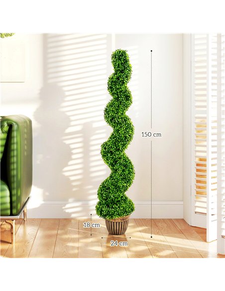 HOMCOM Set of 2 Artificial Plants, Topiary Spiral Boxwood Trees with Pot, for Home Indoor Outdoor Decor, 150cm - pic 192651 | FastDaddyshop