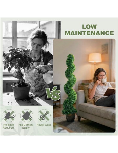 HOMCOM Set of 2 Artificial Plants, Topiary Spiral Boxwood Trees with Pot, for Home Indoor Outdoor Decor, 150cm - pic 192653 | FastDaddyshop