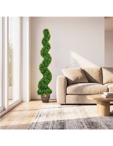 HOMCOM Set of 2 Artificial Plants, Topiary Spiral Boxwood Trees with Pot, for Home Indoor Outdoor Decor, 150cm - pic 192654 | FastDaddyshop