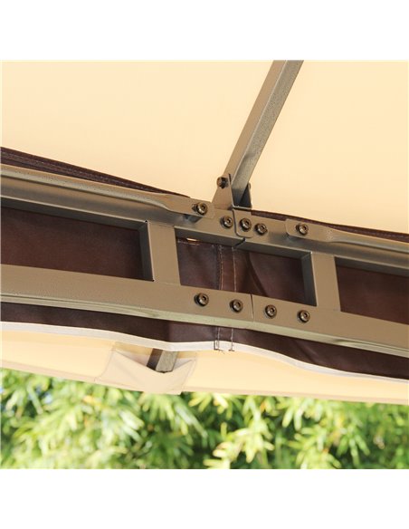 Outsunny 4x3m Gazebo, with Double Tier Roof, Removable Netting and Curtains, Khaki - pic 19266 | FastDaddyshop