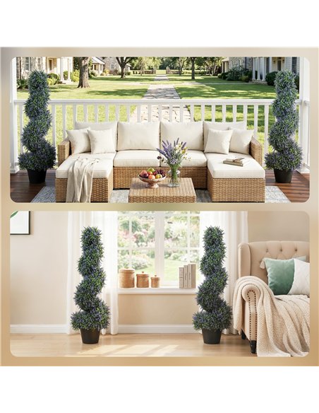 HOMCOM Artificial Lavender Topiary Tree Set of 2, UV Resistant Fake Plants in Pot for Indoor Outdoor Decor, 90 cm, Purple - pic 192663 | FastDaddyshop