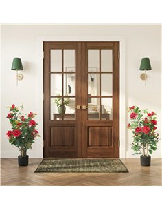 HOMCOM 90cm Artificial Rose Tree Set of 2, Decorative Fake Plant with 344 Silk Leaves 17 Flowers for Outdoor Indoor Decor, Red 2