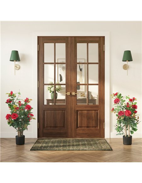 HOMCOM 90cm Artificial Rose Tree Set of 2, Decorative Fake Plant with 344 Silk Leaves 17 Flowers for Outdoor Indoor Decor, Red - pic 192668 | FastDaddyshop