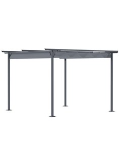 Outsunny 3.5X3.5M Metal Pergola Gazebo, Awning Retractable Canopy for Party BBQ, Grey