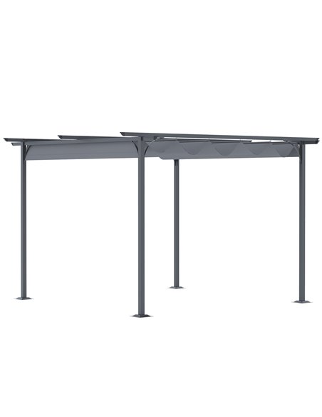 Outsunny 3.5X3.5M Metal Pergola Gazebo, Awning Retractable Canopy for Party BBQ, Grey - pic 19267 | FastDaddyshop