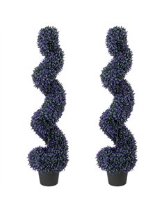 HOMCOM Decorative Artificial Plants Set of 2, UV Resistant Fake Plants in Pot for Indoor Outdoor Decor, 120 cm, Purple