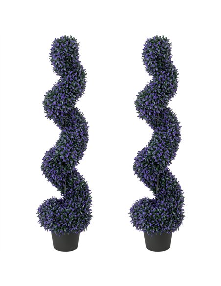 HOMCOM Decorative Artificial Plants Set of 2, UV Resistant Fake Plants in Pot for Indoor Outdoor Decor, 120 cm, Purple - pic 192676 | FastDaddyshop