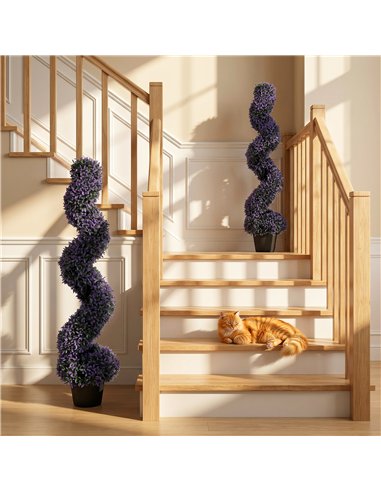 HOMCOM Decorative Artificial Plants Set of 2, UV Resistant Fake Plants in Pot for Indoor Outdoor Decor, 120 cm, Purple