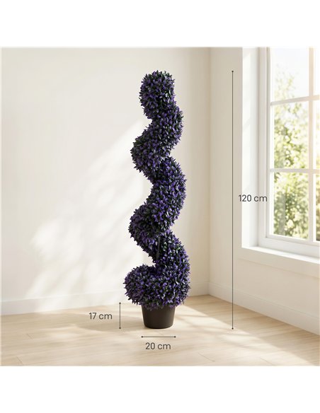 HOMCOM Decorative Artificial Plants Set of 2, UV Resistant Fake Plants in Pot for Indoor Outdoor Decor, 120 cm, Purple - pic 192678 | FastDaddyshop