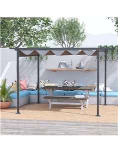 Outsunny 3.5X3.5M Metal Pergola Gazebo, Awning Retractable Canopy for Party BBQ, Grey 2