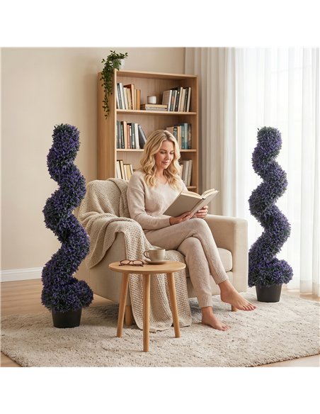 HOMCOM Decorative Artificial Plants Set of 2, UV Resistant Fake Plants in Pot for Indoor Outdoor Decor, 120 cm, Purple - pic 192683 | FastDaddyshop