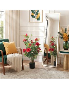 HOMCOM 90cm Artificial Rose Tree, Decorative Fake Plant with 344 Silk Leaves 17 Flowers for Outdoor Indoor Decor, Red 2