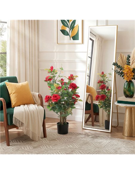 HOMCOM 90cm Artificial Rose Tree, Decorative Fake Plant with 344 Silk Leaves 17 Flowers for Outdoor Indoor Decor, Red - pic 192686 | FastDaddyshop
