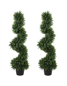 HOMCOM Decorative Artificial Plants Set of 2, UV Resistant Fake Plants in Pot for Indoor Outdoor Decor, 120 cm, Deep Green
