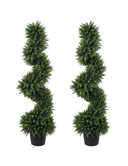HOMCOM Decorative Artificial Plants Set of 2, UV Resistant Fake Plants in Pot for Indoor Outdoor Decor, 120 cm, Deep Green - pic 192694 | FastDaddyshop