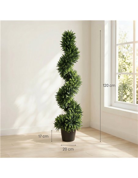 HOMCOM Decorative Artificial Plants Set of 2, UV Resistant Fake Plants in Pot for Indoor Outdoor Decor, 120 cm, Deep Green - pic 192696 | FastDaddyshop
