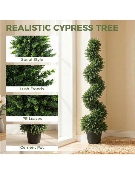HOMCOM Decorative Artificial Plants Set of 2, UV Resistant Fake Plants in Pot for Indoor Outdoor Decor, 120 cm, Deep Green - pic 192697 | FastDaddyshop