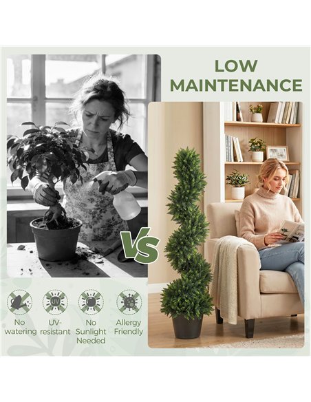 HOMCOM Decorative Artificial Plants Set of 2, UV Resistant Fake Plants in Pot for Indoor Outdoor Decor, 120 cm, Deep Green - pic 192699 | FastDaddyshop