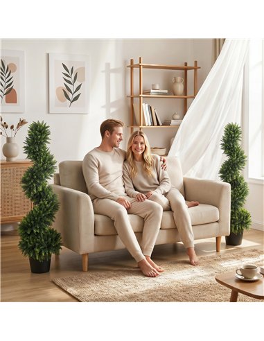 HOMCOM Decorative Artificial Plants Set of 2, UV Resistant Fake Plants in Pot for Indoor Outdoor Decor, 120 cm, Deep Green