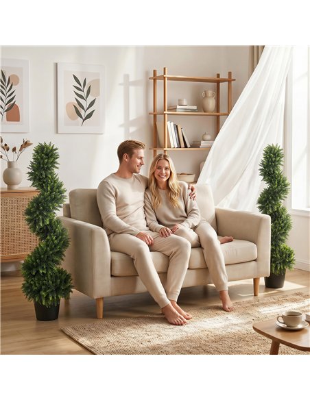 HOMCOM Decorative Artificial Plants Set of 2, UV Resistant Fake Plants in Pot for Indoor Outdoor Decor, 120 cm, Deep Green - pic 192701 | FastDaddyshop