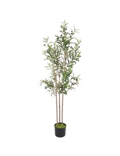 HOMCOM Decorative Artificial Plant, 148 cm Silk Olive Tree with 553 Leaves in Cement Pot, Fake Plant
