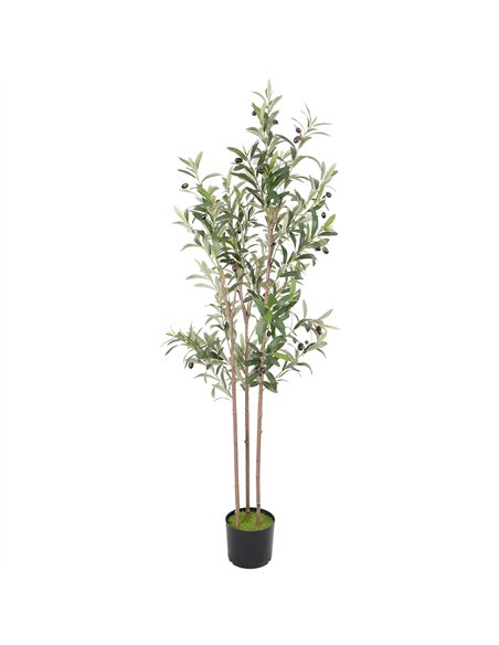 HOMCOM Decorative Artificial Plant, 148 cm Silk Olive Tree with 553 Leaves in Cement Pot, Fake Plant - pic 192712 | FastDaddyshop