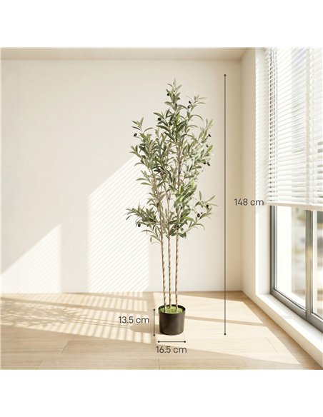 HOMCOM Decorative Artificial Plant, 148 cm Silk Olive Tree with 553 Leaves in Cement Pot, Fake Plant - pic 192714 | FastDaddyshop