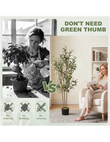 HOMCOM Decorative Artificial Plant, 148 cm Silk Olive Tree with 553 Leaves in Cement Pot, Fake Plant
