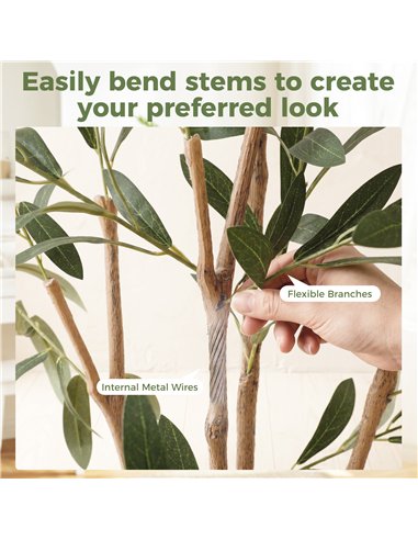 HOMCOM Decorative Artificial Plant, 148 cm Silk Olive Tree with 553 Leaves in Cement Pot, Fake Plant