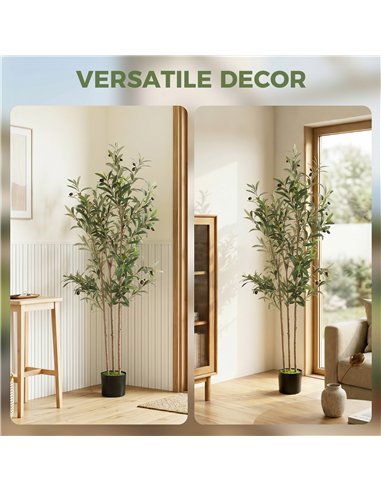 HOMCOM Decorative Artificial Plant, 148 cm Silk Olive Tree with 553 Leaves in Cement Pot, Fake Plant