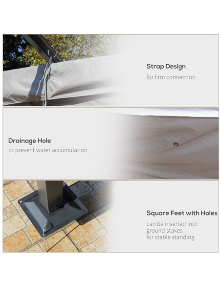 Outsunny 3.5M X 3.5M Metal Pergola Gazebo Awning Retractable Canopy Outdoor Garden Sun Shade Shelter Marquee Party BBQ, Grey - pic 19272 | FastDaddyshop