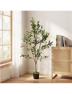 HOMCOM Decorative Artificial Plant, 120 cm Silk Olive Tree with 303 Leaves in Cement Pot, Fake Plant 2
