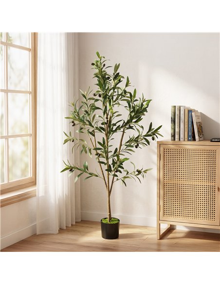 HOMCOM Decorative Artificial Plant, 120 cm Silk Olive Tree with 303 Leaves in Cement Pot, Fake Plant - pic 192722 | FastDaddyshop