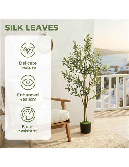 HOMCOM Decorative Artificial Plant, 120 cm Silk Olive Tree with 303 Leaves in Cement Pot, Fake Plant - pic 192725 | FastDaddyshop