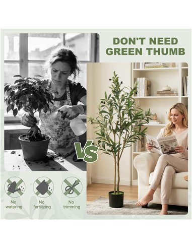 HOMCOM Decorative Artificial Plant, 120 cm Silk Olive Tree with 303 Leaves in Cement Pot, Fake Plant